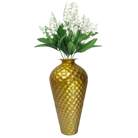 Uniquewise Decorative Modern Gold Metal Honeycomb Design Floor Flower Vase for Entryway, Living Room QI004251